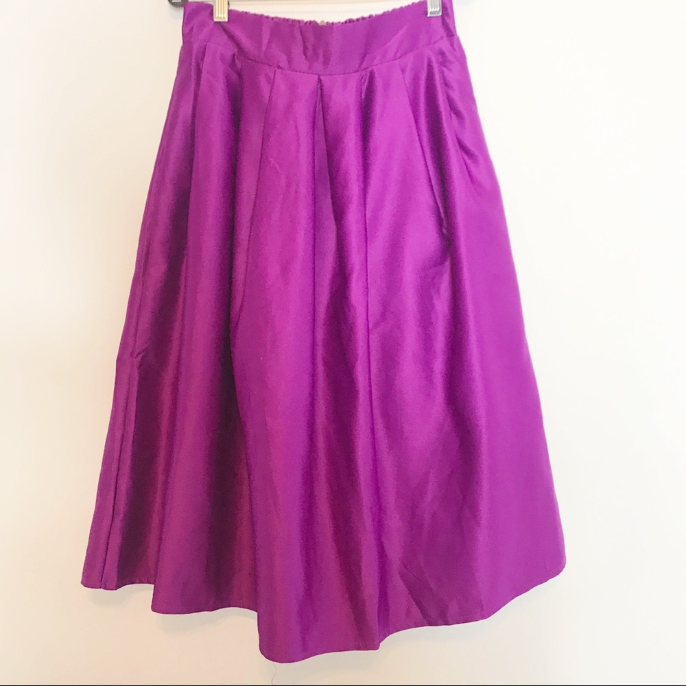 A-line Pleated Purple Skirt